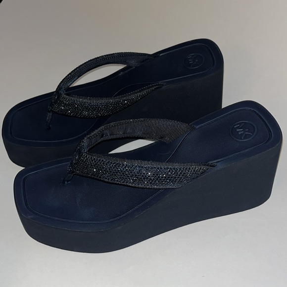 Michael Kors Chandler wedge, glitter chain mesh, dark navy - Picture 8 of 9